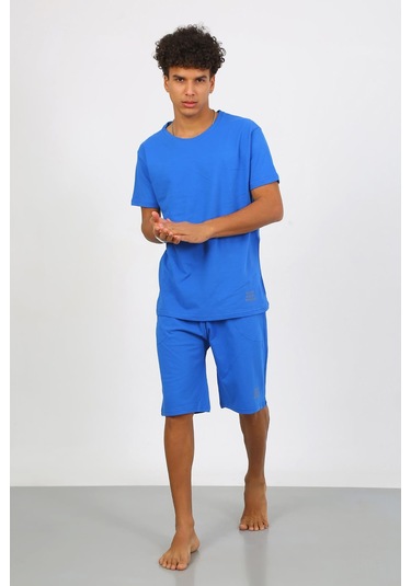 Akbeniz Erkek Pamuk Lakost Alt Üst Kaprili Pijama Takım Saks 6872 Saks