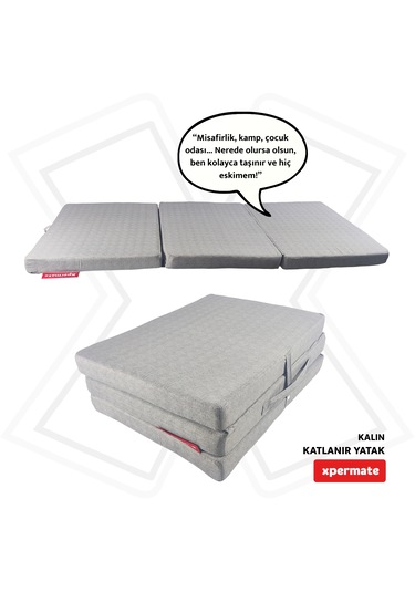 Xpermate Katlanır Yatak Yer Yatağı Misafir Yatağı 80x180x8 Gri