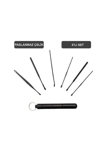 Ezere Paslanmaz Çelik Spiral Kulak Temizleme Seti 6'lı