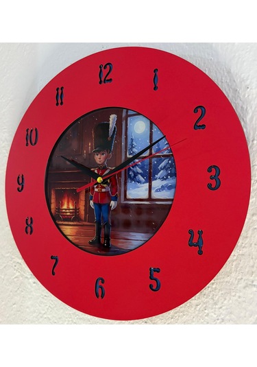 Kişiye Özel İsimli Çocuk Odası Duvar Saati Epoksi Dolgulu 35 Cm Masallar Serisi Kırmızı - Mavi
