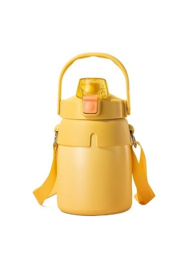 Kadınlar Için Büyük Kapasiteli Termos Bardak, Yaratıcı Taşınabilir Pipetli Bardak 3lbq4m Altın Sarısı