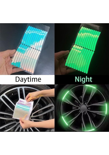 Fosforlu Seametal 20/40 Adet Yansıtıcı Çıkartmalar Araba Tekerlek Göbeği Gece Sürüş Araba Lastiği Jant Yansıtıcı Şeritleri Aydınlık Etiket 20pcs