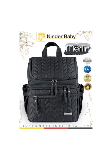 Kinder Baby Merlin Termal Anne Bebek Bakım Çantası Siyah