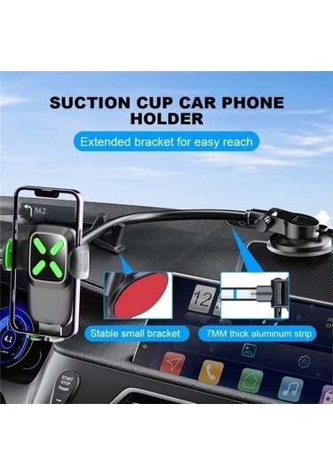 Wondernest X034 Evrensel Kamyon Otobüs Panosu Esnek Ayarlanabilir Vantuzlu Ön Cam Telefon Tutucu Yeşil Yeşil