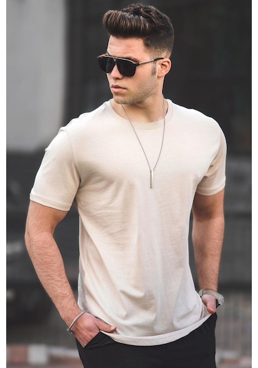 Madmext Madmext Bej Erkek Tişört 4951-Bej