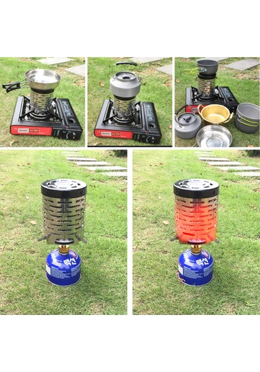 Yunboo Taşınabilir Çadır Isıtıcı - Paslanmaz Çelik Yapı, Isı Artırıcı İki Katlı Konstruksiyon, Çalışma Ocağına Kolay Kurulum Gümüş