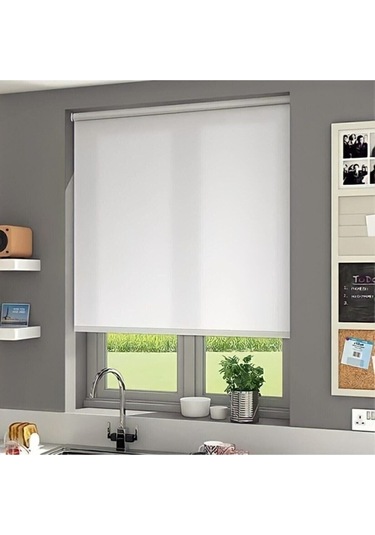 Kidmex Beyaz Keten Modern Stor Perde Eteksiz