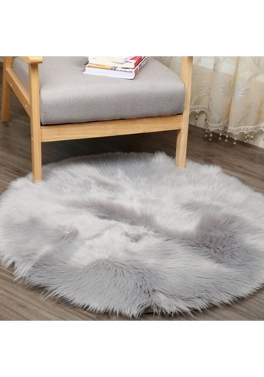 Tongxida Yumuşak Yuvarlak Pembe Halı, 60cm Saçlı Paspas - Yatak Odası/otura Odası Dekorasyonu