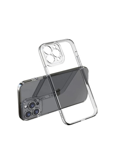 İphone 12 Pro Max Kılıf Şeffaf Yumuşak Silikon Kamera Korumalı Yüksek Kalite Turuncu