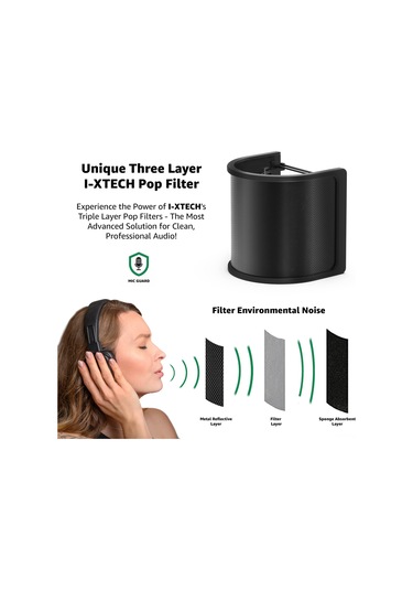 Hfambition Siyah Metal Mikrofon Anti-püf Ağı - Patlatıcı Sesleri Filtreler, Kolay Kurulum, Yaygın Uyumlu 10"