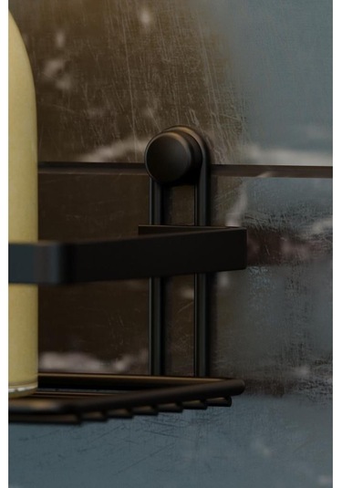 Geseus Tek Katlı Kancalı Banyo Rafı Mat Siyah Es081H Çok Renkli