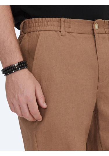 Kahverengi Dokuma Jogging Fit Casual Pamuk Karışımlı Bermuda Kahverengi