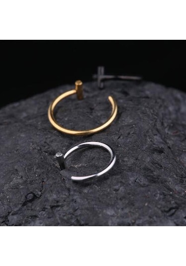 Gümüş 1 Adet Unisex Moda Punk Tarzı Sahte Dudak Piercing Halkası Burun Halkası Vücut Piercing Takı Hediyeler 0.8 8 Gümüş