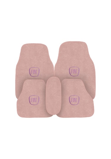 Fiat Nakış İşlemeli 5 Parça Şeker Pembe Araç Oto Halı Paspas | Kadın Sürücülere Özel Araba Paspas