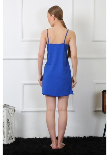 Akbeniz Kadın İp Askılı Sax Penye Gecelik 367 - S Saks