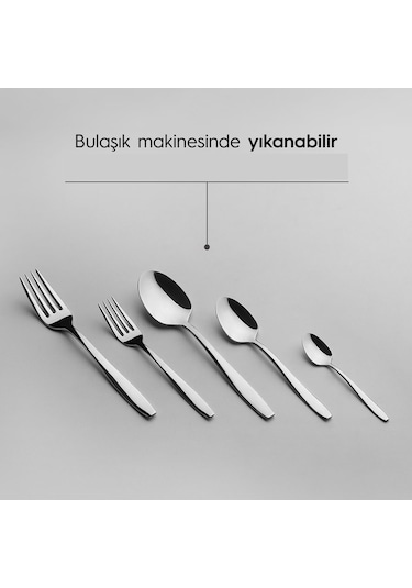 Nehir Sahra Sade 6 Kişilik 30 Parça Çatal Kaşık Takımı Gümüş