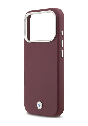 İphone 17 Pro Uyumlu Kılıf Bmw Lisanslı M-safeli Metal Logolu Tam Kaplama Deri Kapak Kırmızı Kirmizi