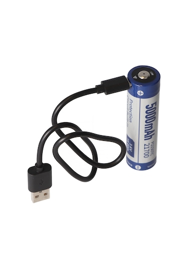 21700 li-Ion Pil 5000 Mah li-Ion 3.7V - 3.6V 76 2x21.4MM Pcb Korumalı Usb-C Şarj Seçeneği Dahil P2150Tc