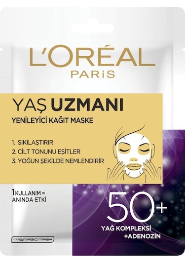 L'Oreal Paris Paris Yaş Uzmanı Yenileyici Kağıt Maske 50+