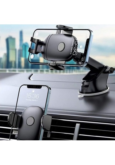 Luckysouk Eller Serbest Pano Ön Cam Hava Firar Araç Telefonu Tutucu Montaj Tüm Cep Telefonları Için Fit Siyah Torpido Üstü Omm2xı