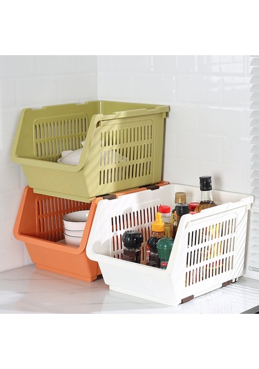 Ranyeek Mutfak Sebze Meyve Depolama Rafı - Çok Katlı Fonksiyonel Evcil Çeşitli Eşya Saklama Sepeti Küçük Boy, Aprikot Rengi Diğer