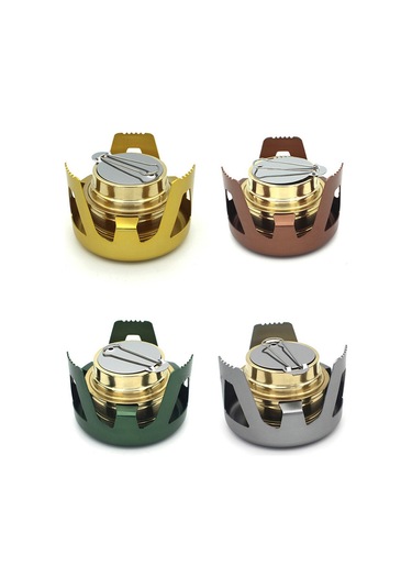 Tenfowee Taşra Kampı İçin Taşınabilir Rüzgar Dayanıklı Alkol Ocağı - Bakır Ve Alüminyum Birleşik, Gri Alkol Dahil Değil Gri