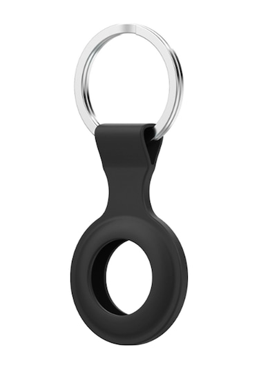 Hangfox Airtag İçin Silikon Korumalı Kılıf, Çizik Ve Darbeye Dayanıklı, Paslanmaz Çelik Anahtar Zinciri İle, Siyah