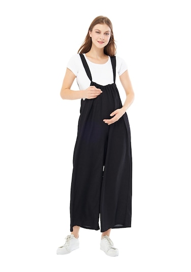 Luvmabelly - Myra6120 - Mevsimlik Örme Hamile Salopeti-siyah