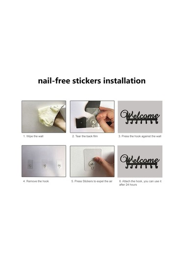 Springsun "7 Kancalı Pratik Duvar Askısı - Paslanmaz Çelik, Matkap Gerektirmeyen Montaj" Siyah