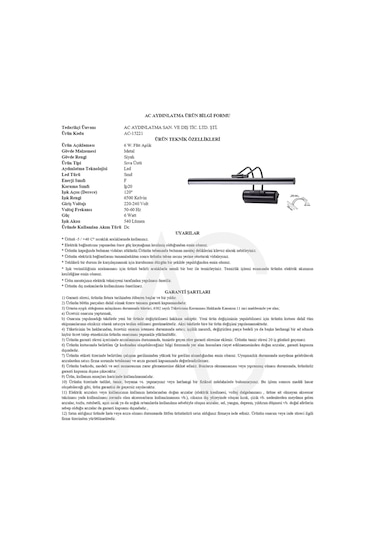 6w Siyah Flüt Aplik 6500k Beyaz Işık Siyah