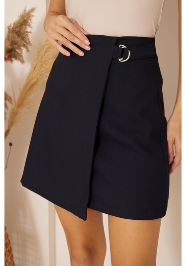 Lacivert Anvelop Toka Detaylı Mini Etek Dm2027 Lacivert