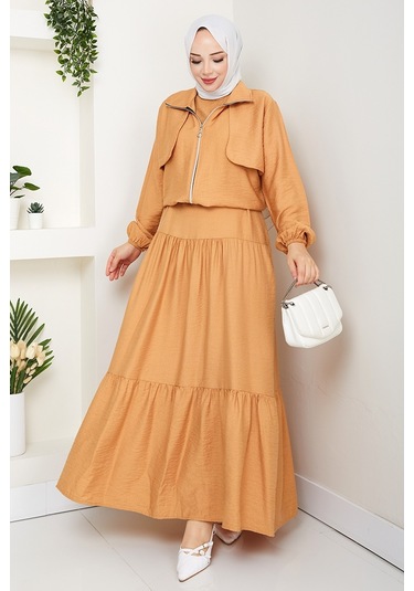 Milda Ceket Elbise İkili Takım 1579 - Vizon Vizon