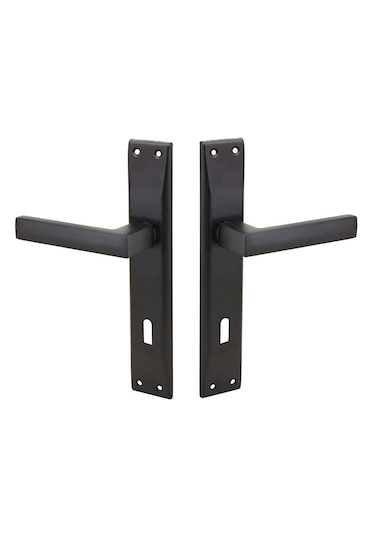 Kare Aynalı Kapı Kolu Oda Siyah 1 Takım 2 Adet Arkalı/önlü