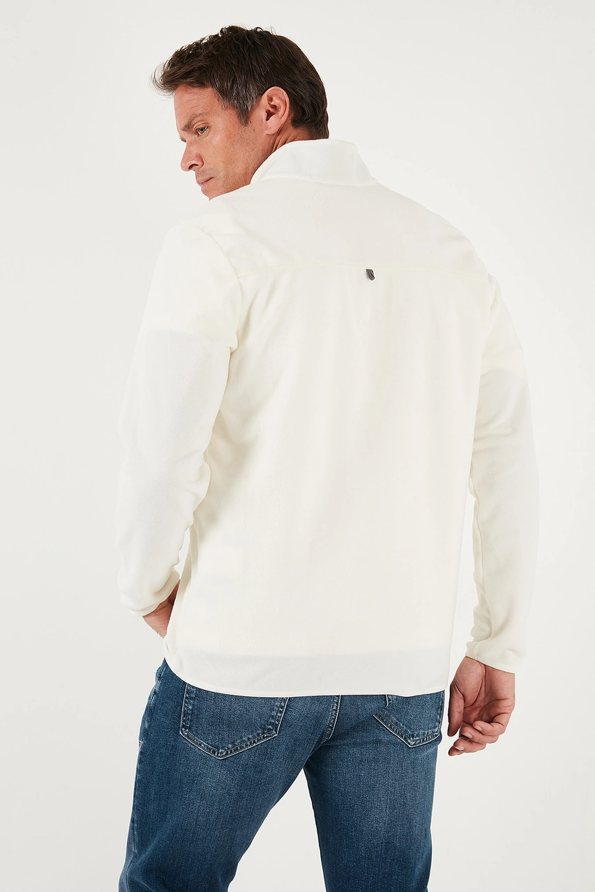 Buratti  Slim Fit Anti-Pilling Tüylenme Yapmayan Bato Yaka Kışlık Şardonlu Erkek Polar 5906001 Ekru