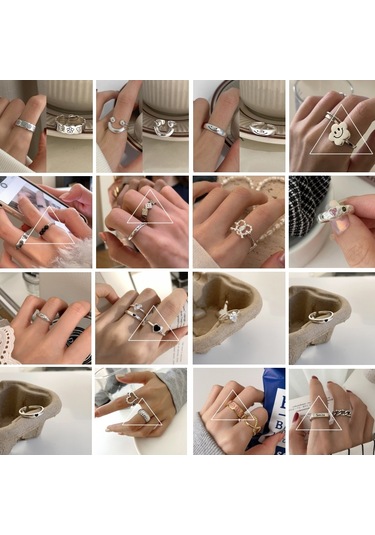 Happy Smile Face Love Wear Combination Ring, Color: J3520 Çok Renkli