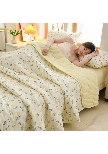 Yeni Çiçek Desenli İlkbahar Ve Yaz Yorganı Yumuşak Ve Rahat Pembe