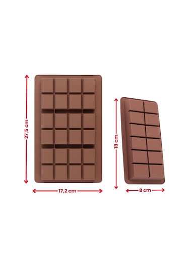 Dubai Çikolatası Kalıbı Silikon Çikolata Kalıbı 1 Büyük 1 Küçük 2'li Set Kahverengi