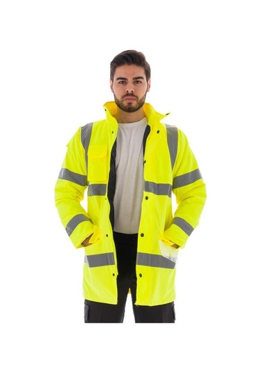 Yüksek Görünürlüklü Reflektörlü Kaban, Fosforlu Sarı -61E366-