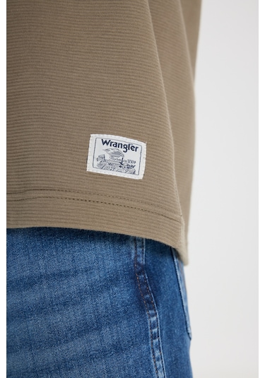 Wrangler Regular Fit Normal Kesim Bisiklet Yaka %100 Pamuk Haki Sweatshirt W242501801 Haki