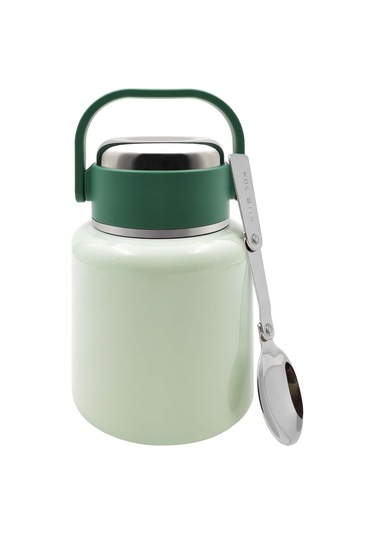 Çelik Mama Termosu Sıcak Veya Soğuk Yiyecekler İçin Öğle Yemeği Termosu 500 Ml Yeşil