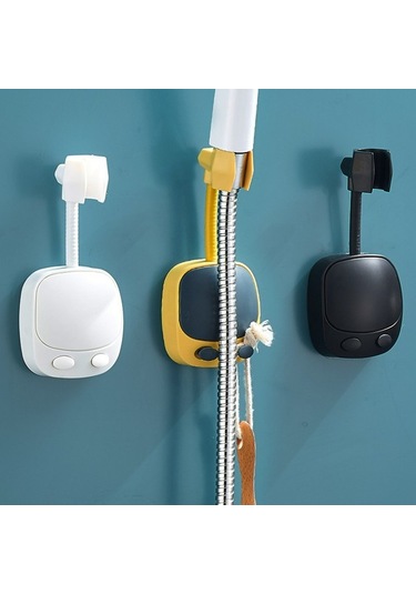 Primepickings Siyah Duş Tutucu Evrensel Vantuz Değil Duş Başlığı Tutucu Yumruksuz Banyo Braketi Ayarlana Siyah