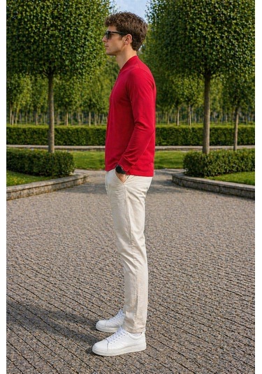 Alexandergardi Hakim Yaka Yarım Fermuarlı Erkek Sweatshirt Kırmızı