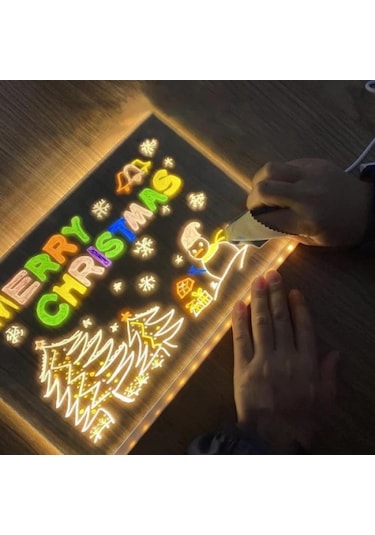 Led Aydınlatmalı Yazı Ve Çizim Tahtası - Büyük Boy 30x20 Cm Çok Renkli