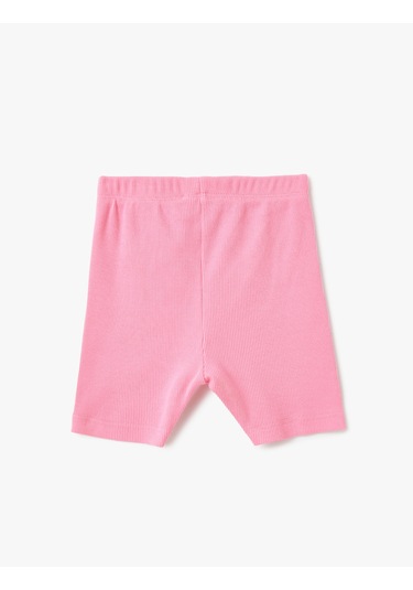 Koton Pamuklu Lastik Detaylı Ribanalı Basic Kısa Tayt Pembe 5skg40011ak Gül