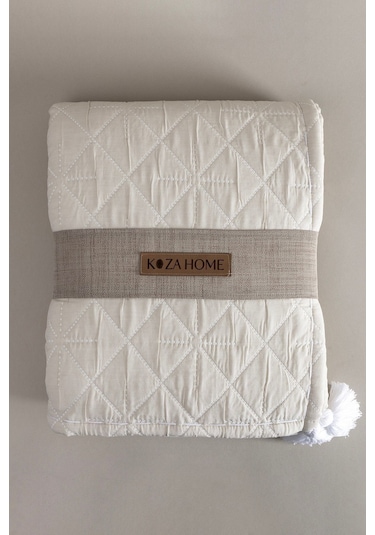 Koza Home Stella Krem Çift Kişilik Baklava Desenli Yatak Örtüsü 230x250 2 Y Krem