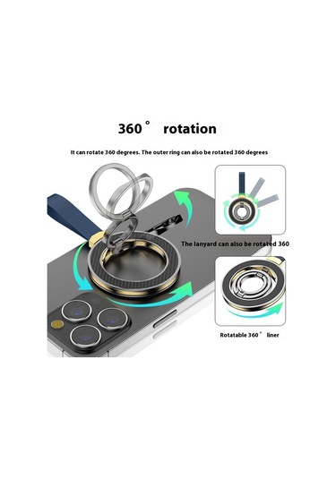 Çinko Alaşımlı Silikon Manyetik Tutucu Halka Toka Karbon Fiber Desen Dönen Çift Taraflı Manyetik Telefon Kickstand - Siyah