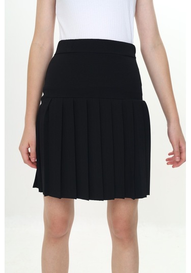 Toontoy Kız Çocuk Yarı Piliseli Okul Etek Siyah