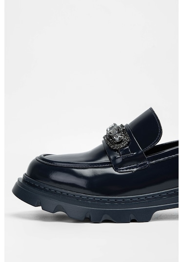 Tamer Tanca Kadın Vegan Lacivert Loafer Ayakkabı 817 2399 Bn Ayk Sk23/24 Lacı Acma Lacivert