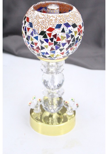 Kristal Taşlı Masa Abajuru Gece Lambası Yatak Başı Lambası Çok Renkli