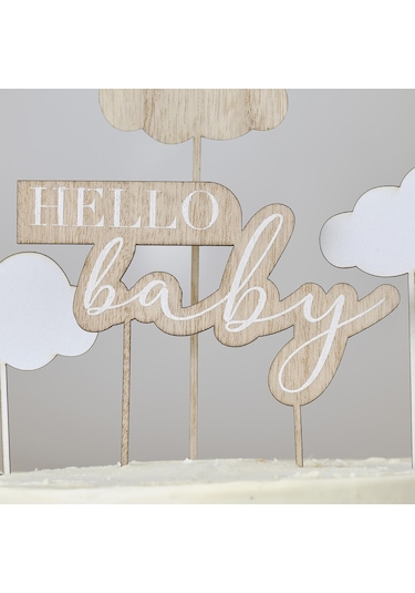 Ahşap Pasta Süsü - Hello Baby Tüm Yaşlar